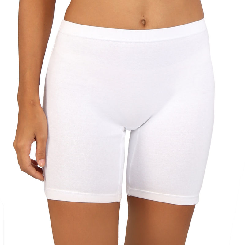 Bralux Cotton Spandex Cycling Shorts White Colour M