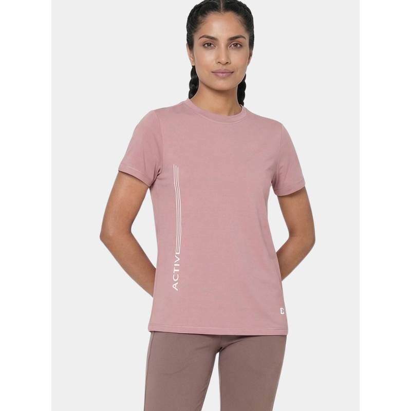 Enamor Short Sleeve Crew Neck Workout Mauve T-Shirt (S)