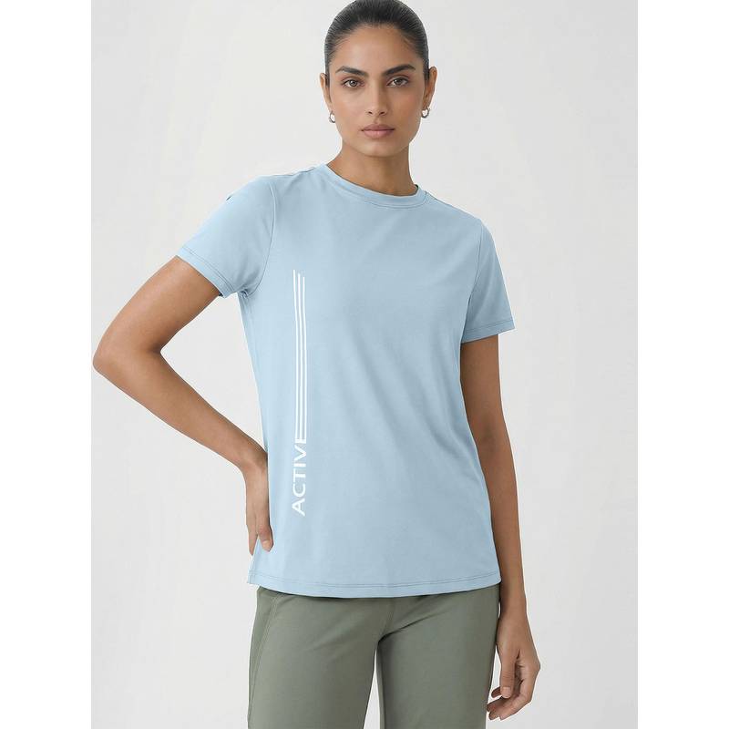 Enamor Short Sleeve Crew Neck Workout Blue T-Shirt (S)