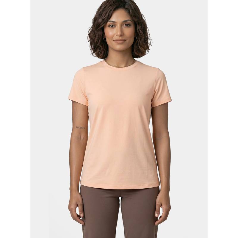 Enamor Relaxed Fit Crew Neckline Peach T-Shirt (S)