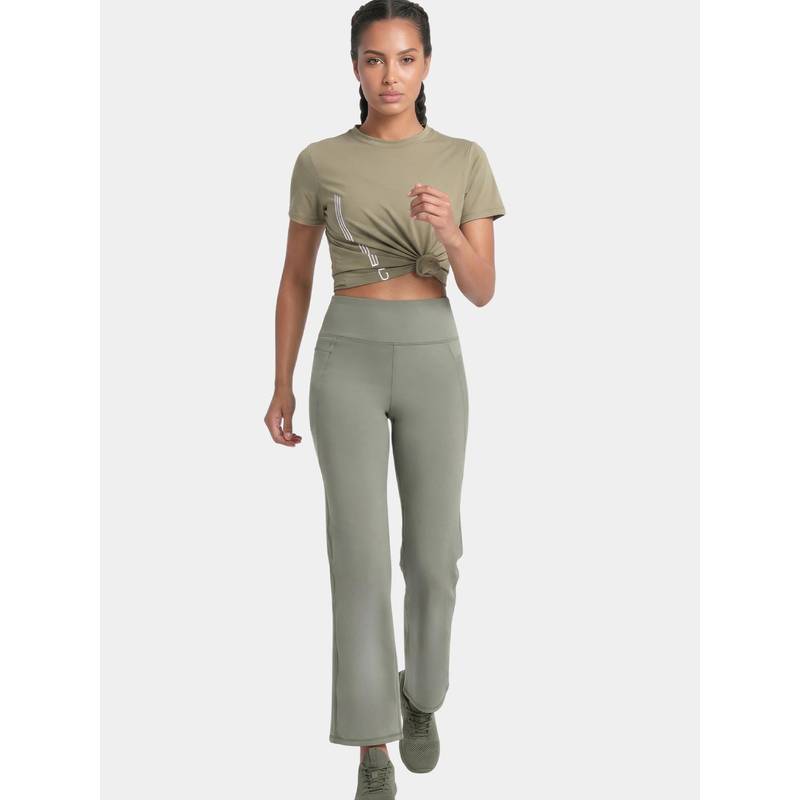 Enamor Women High Rise Bootcut Active Olive Trackpant (S)