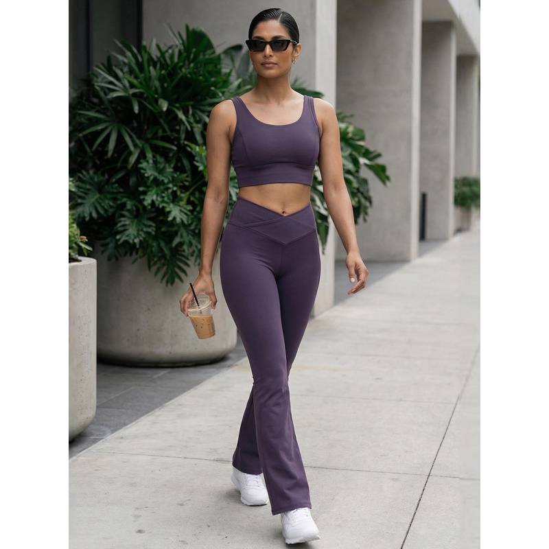 Enamor Women High Rise Bootcut Active Purple Trackpant (S)
