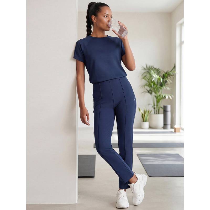 Enamor Straight Fit Active Navy Blue Trackpant (S)