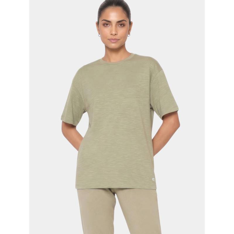 Enamor Oversized Drop Shoulder Olive T-Shirt (S)