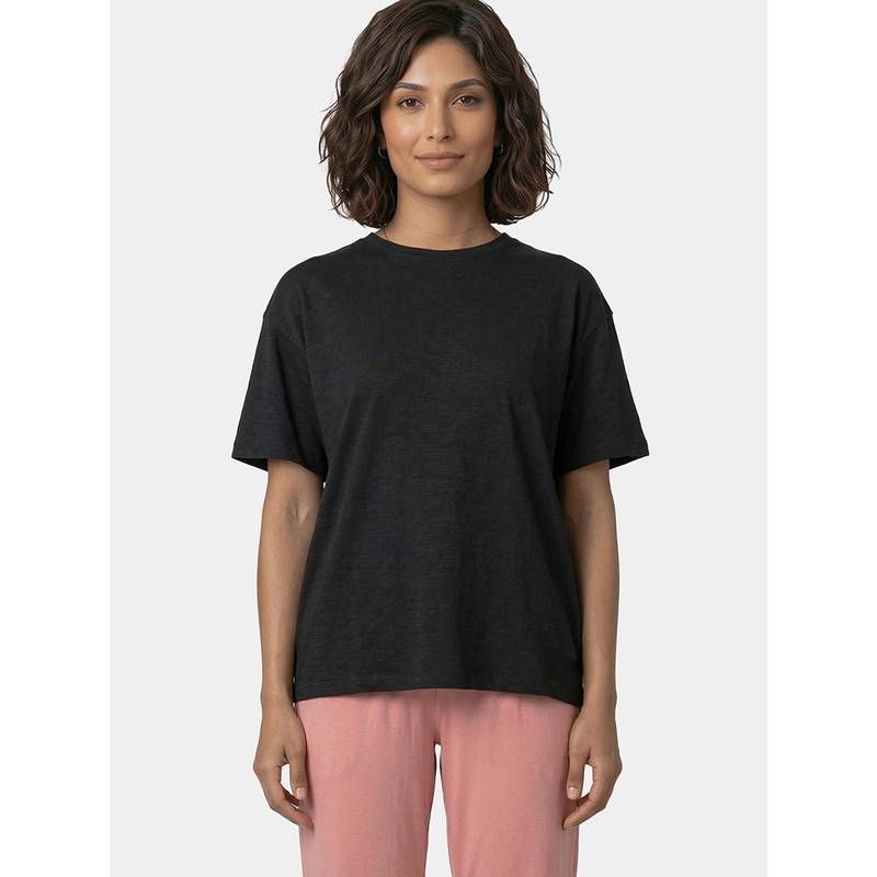 Enamor Oversized Drop Shoulder Black T-Shirt (S)