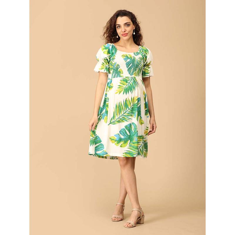 The Mom Store Beige and Green Maternity Dress (L)