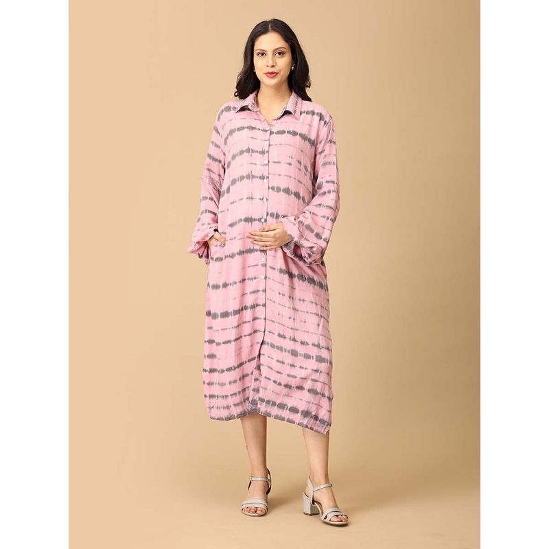 The Mom Store Blush and Swirl Maternity and Nursing Shirt Dress (S)