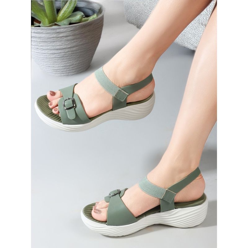 Carlton London Casual Comfort Women's Olive Sandals (EURO 36)