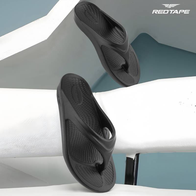 Red Tape Women'S Thomes Black Flipflops (UK 5)