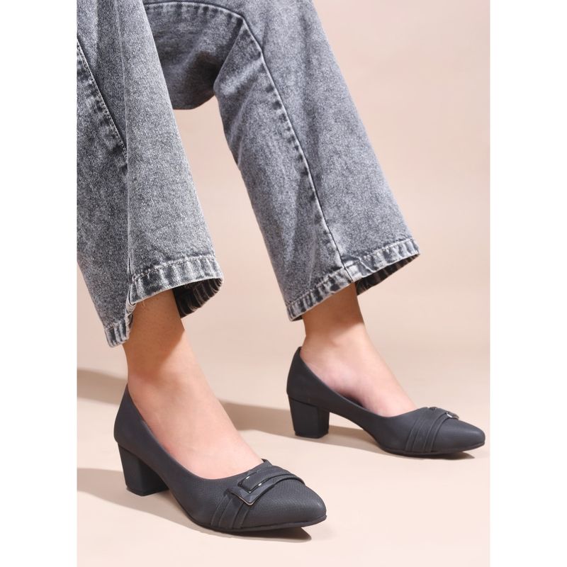 SHUZ TOUCH Black Comfort Block Heel Pumps (EURO 35)
