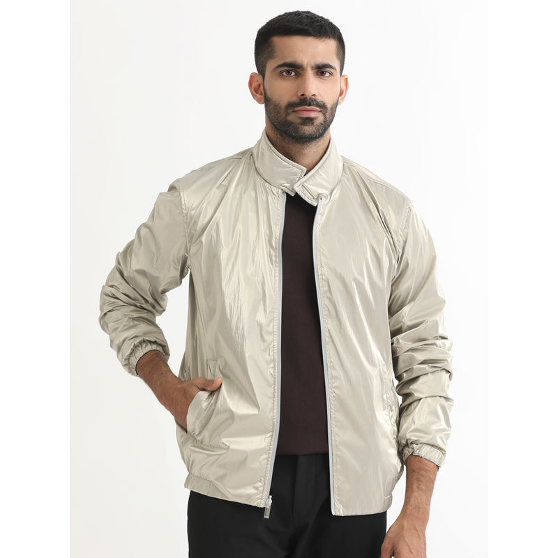 Rare Rabbit Adler Primary Gold & Silver Reversible Solid Jacket (M)