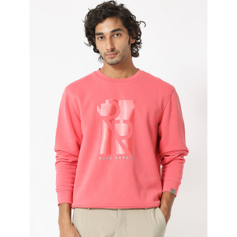Rare Rabbit Depth Primary Peach Graphic Sweatshirt (L)