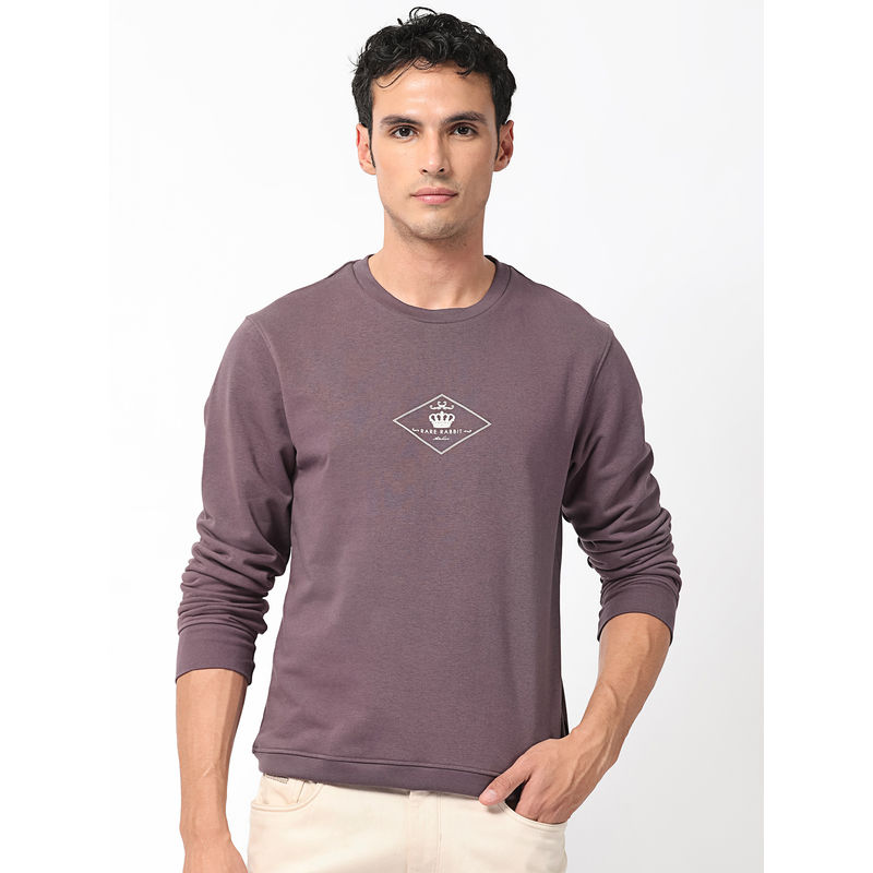 Rare Rabbit Devonn Primary Purple Printed Sweatshirt (S)