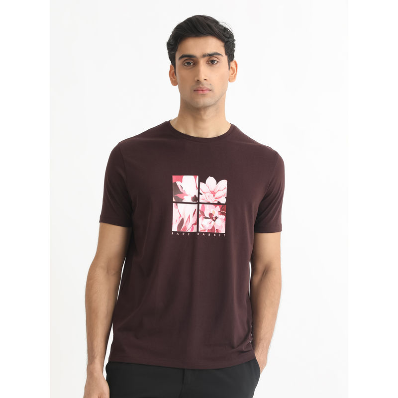 Rare Rabbit Edis Primary Maroon Graphic T-Shirt (2XL)