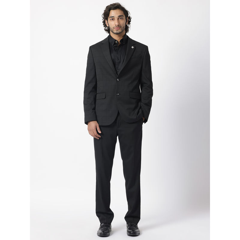 Rare Rabbit Edmon Primary Black 2 Piece Checks Suit (Set of 2) (S)