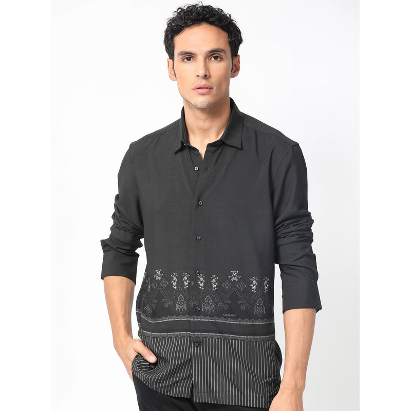 Rare Rabbit Esco Primary Black Print Shirt (L)