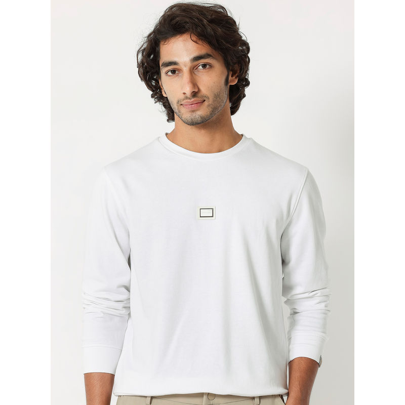 Rare Rabbit Glitch Primary White Solid Sweatshirt (L)