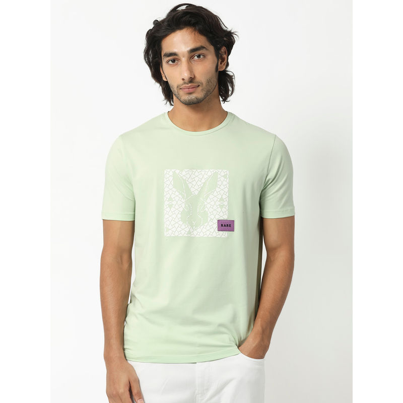 Rare Rabbit Herald Light Green Graphic T-Shirt (2XL)