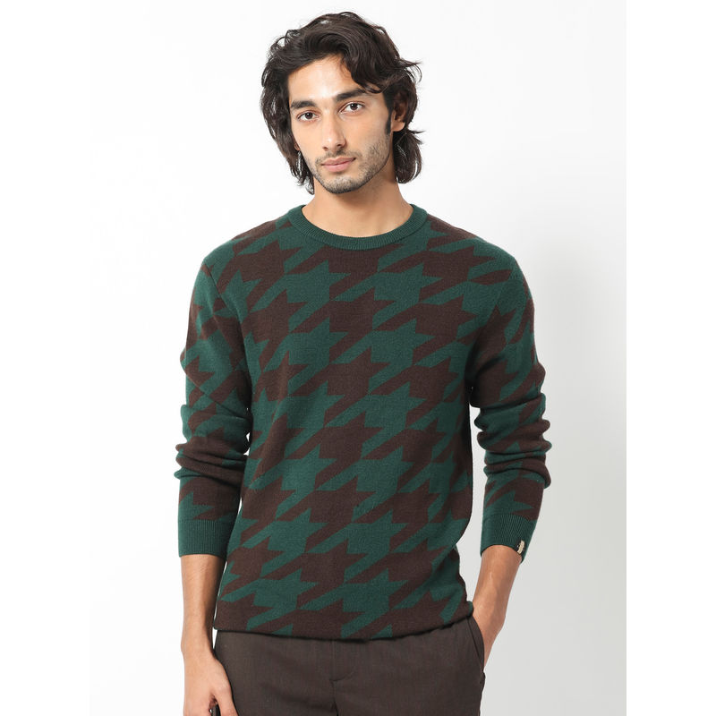 Rare Rabbit Honder Dark Green Print Sweater (XL)