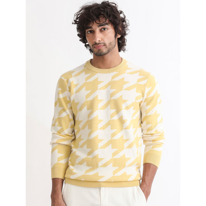 Rare Rabbit Honder Primary Yellow Print Sweater (S)