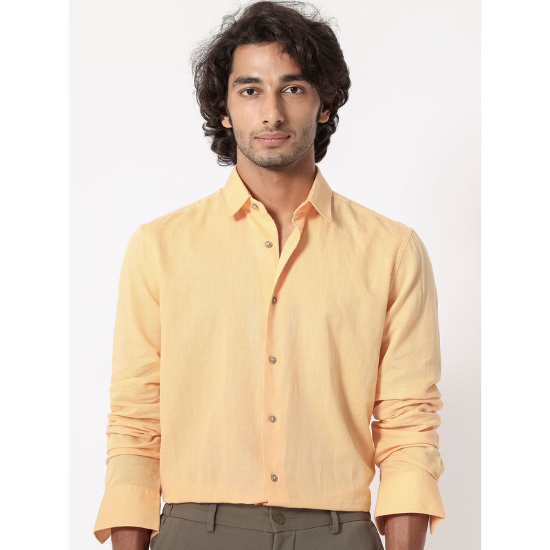 Rare Rabbit Linux Light Yellow Solid Shirt (S)