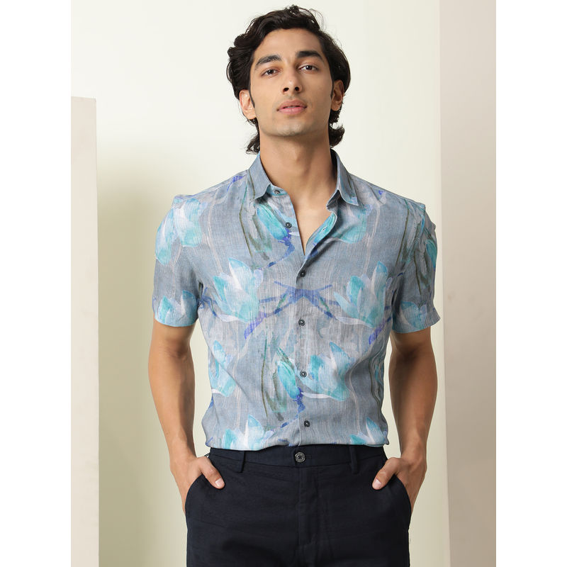 Rare Rabbit Luken Primary Grey Print Shirt (S)