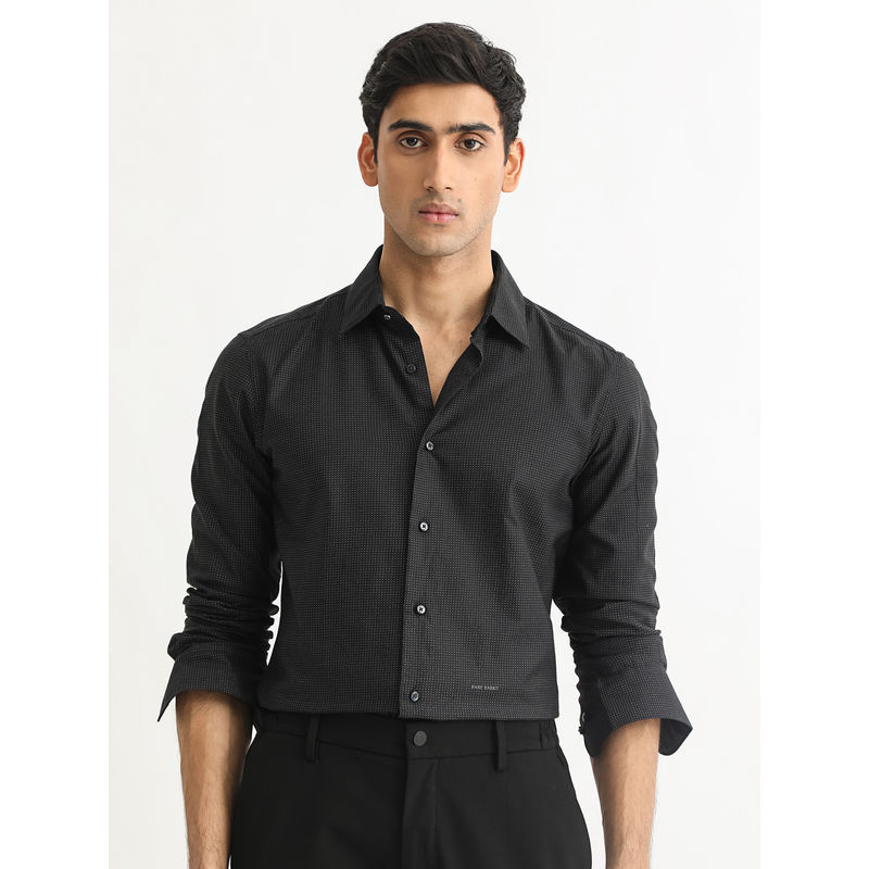 Rare Rabbit Luxem Primary Black Solid Shirt (2XL)