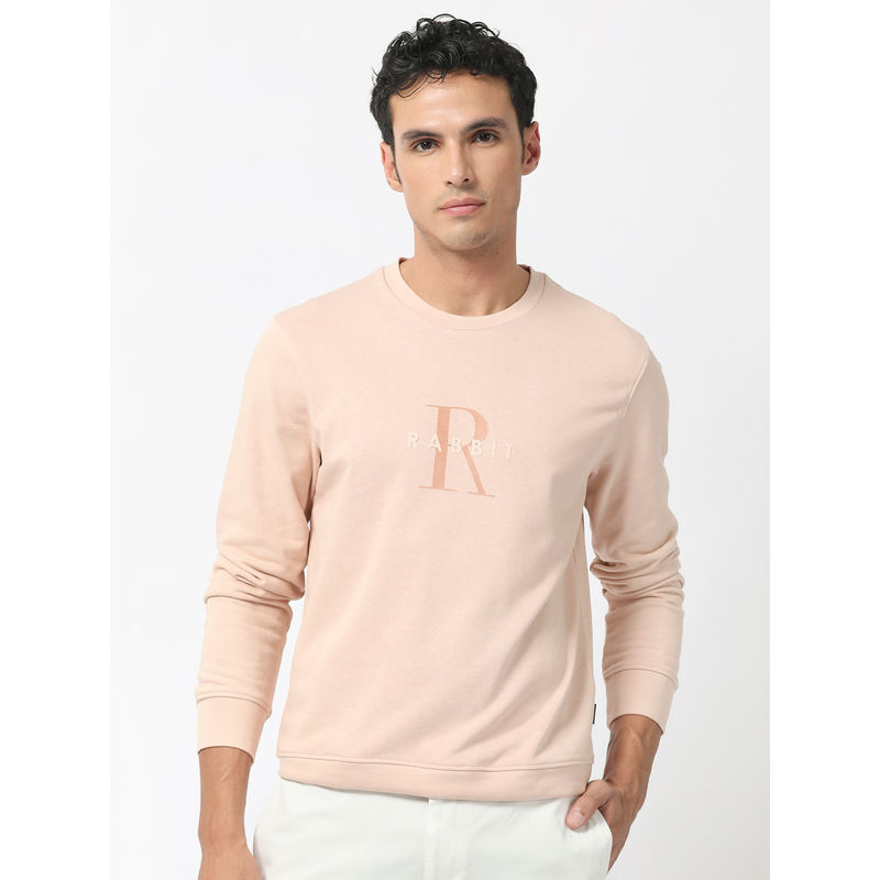 Rare Rabbit Perez Primary Peach Typography Sweatshirt (2XL)