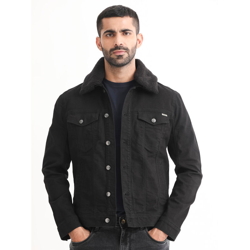 Rare Rabbit Rubik Primary Black Solid Jacket (XS)