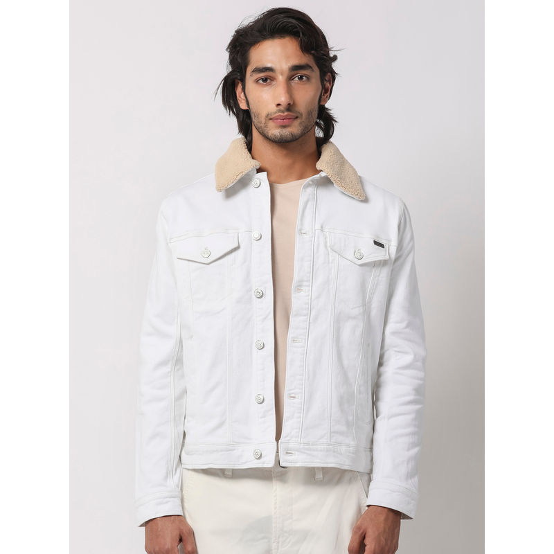 Rare Rabbit Rubik Primary Off White Solid Jacket (XS)