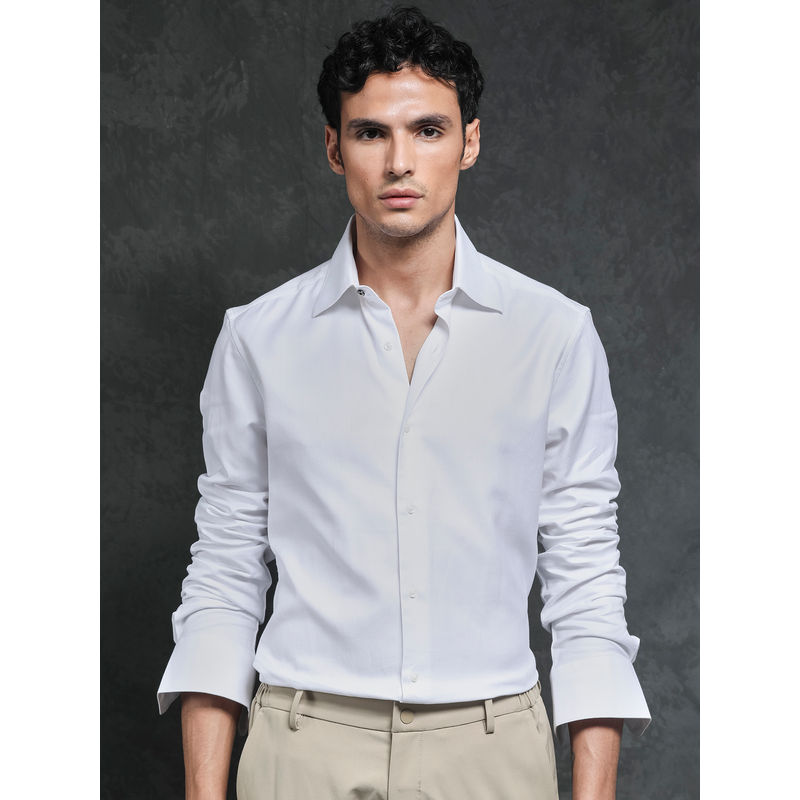 Rare Rabbit Ruther Primary White Solid Shirt (2XL)