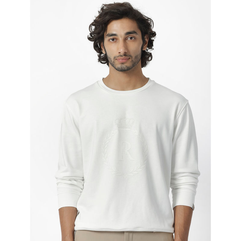 Rare Rabbit Staple Primary Off White Printed Sweatshirt (L)