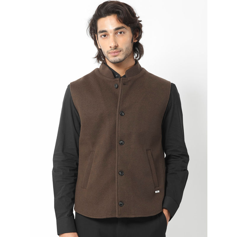 Rare Rabbit Thermo Primary Brown Solid Jacket (S)