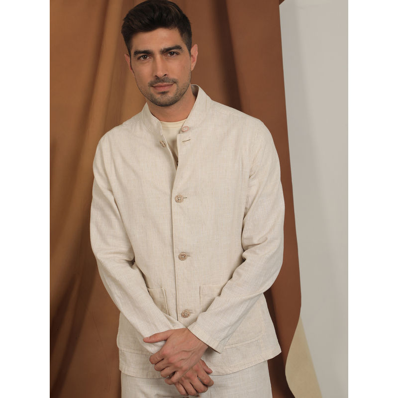 Rare Rabbit Trex Primary Beige Stripe Jacket (L)