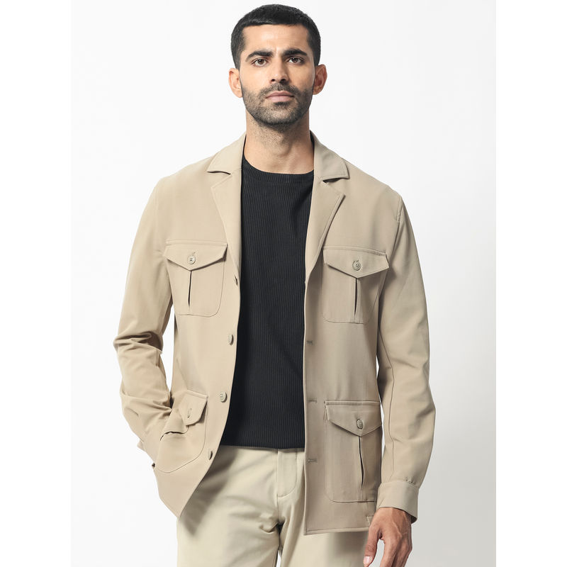 Rare Rabbit Voyage Light Khaki Solid Jacket (L)