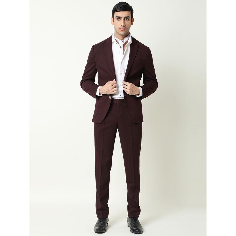 Rare Rabbit Zandro Primary Maroon Solid 2 Piece Suit (Set of 2) (S)