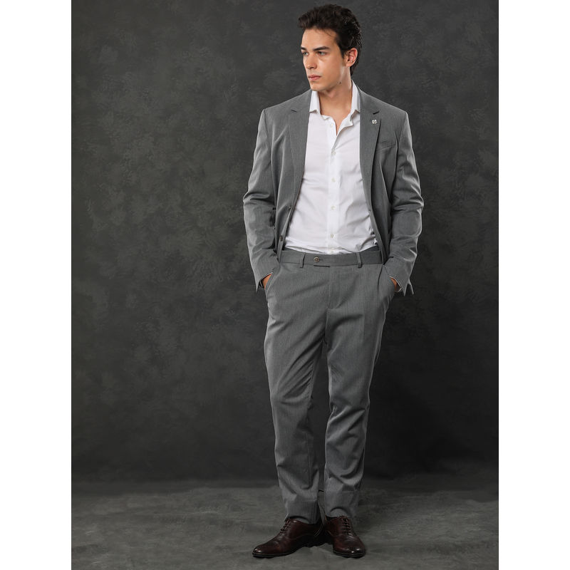 Rare Rabbit Zanza Primary Grey Solid 2 Piece Suit (Set of 2) (M)