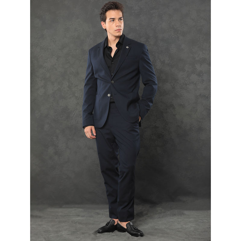 Rare Rabbit Zanza Primary Navy Blue Solid 2 Piece Suit (Set of 2) (S)