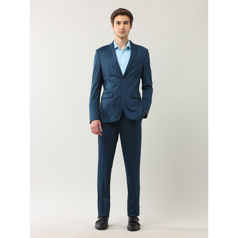 Arrow Blue Men's Zero Calorie Slim Fit Knitted Blazer with Trouser (Set of 2) (38)