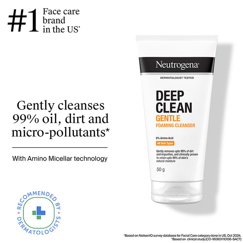 Neutrogena Deep Clean Gentle Foaming Cleanser - Moisturizing Face Wash for Normal to Sensitive Skin