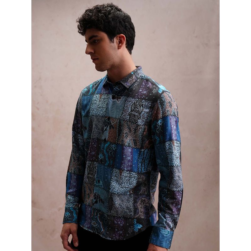 LOCOMOTIVE Men Multi-Color Printed Party Shirt (L)