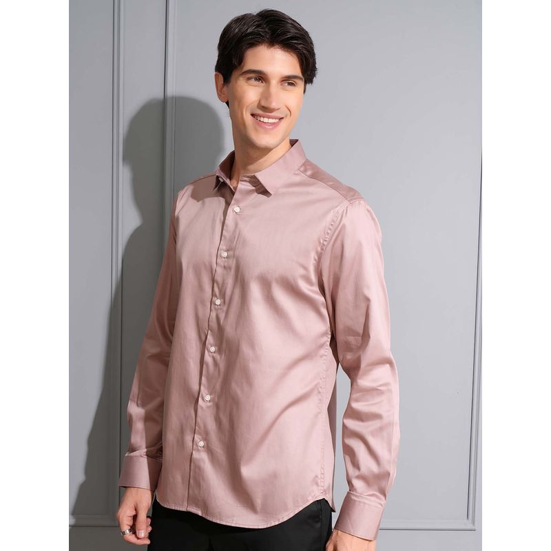 LOCOMOTIVE Men Pink Cotton Solid Formal Shirt (S)