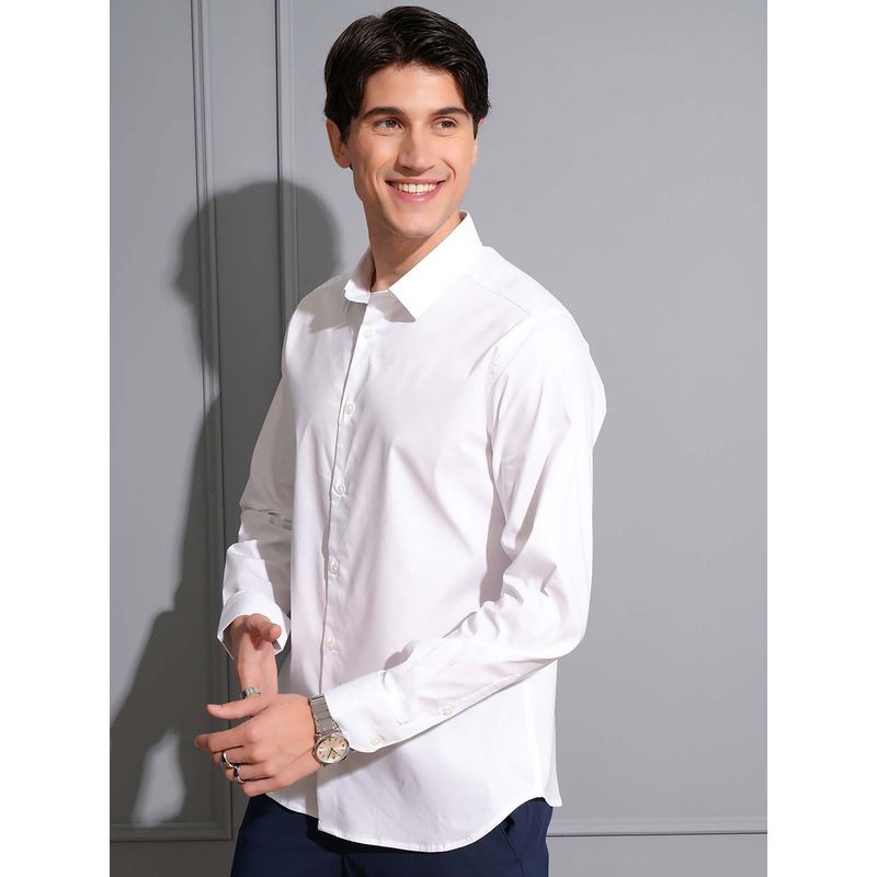 LOCOMOTIVE Men White Solid Formal Shirt (L)
