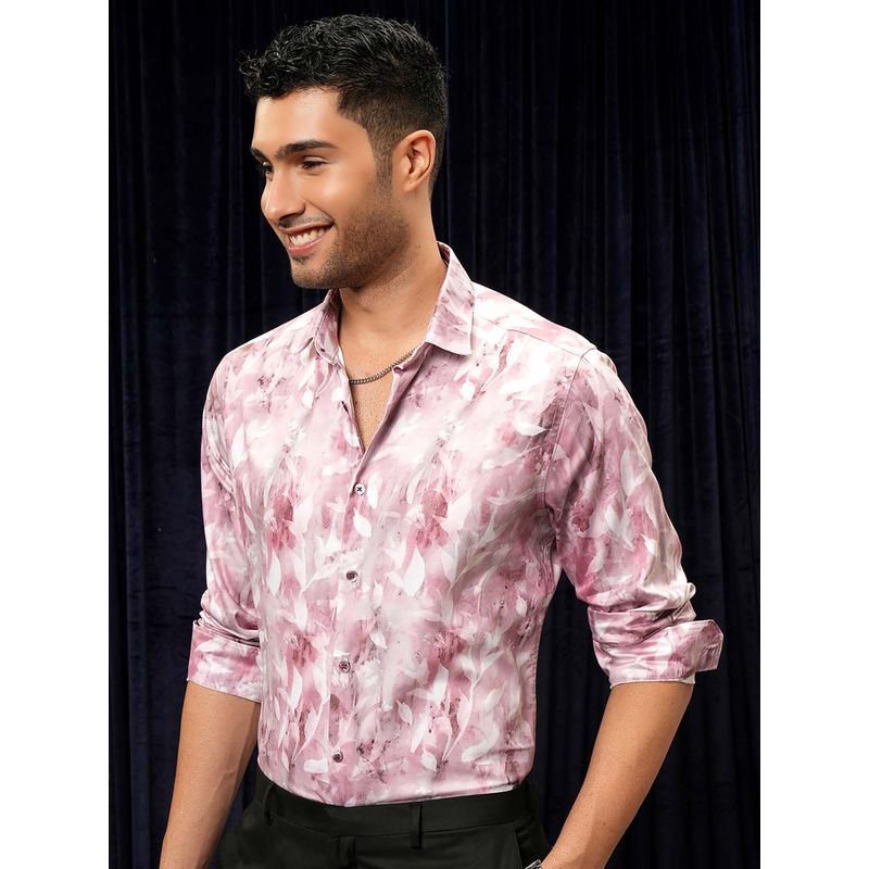 LOCOMOTIVE Men Pink Cotton Floral Printed Shirt (S)