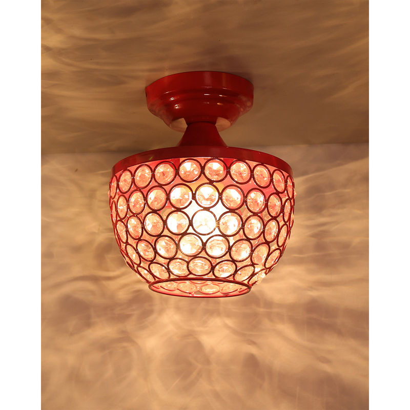 Buy Homesake Semi Crystal Mount Ceiling Light Red Online