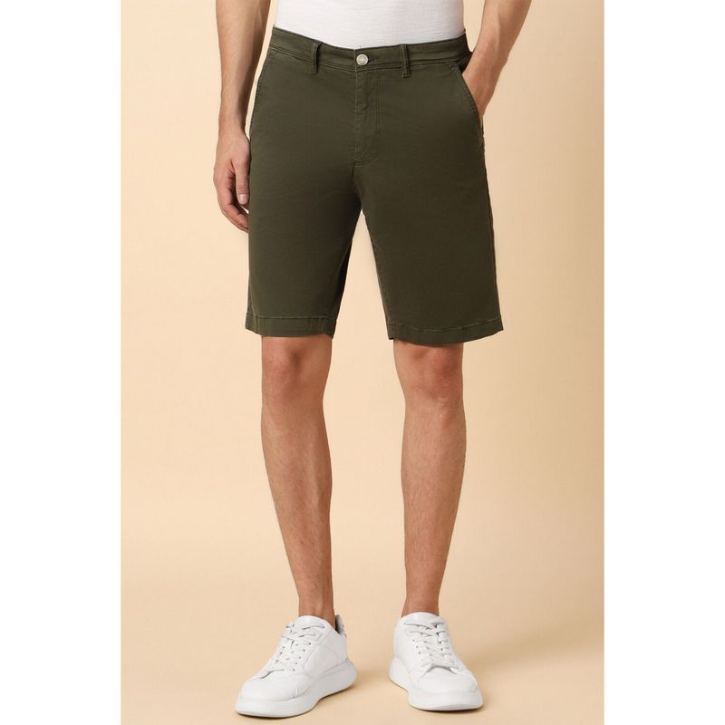 Allen Solly Men Green Solid Slim Fit Shorts (38)