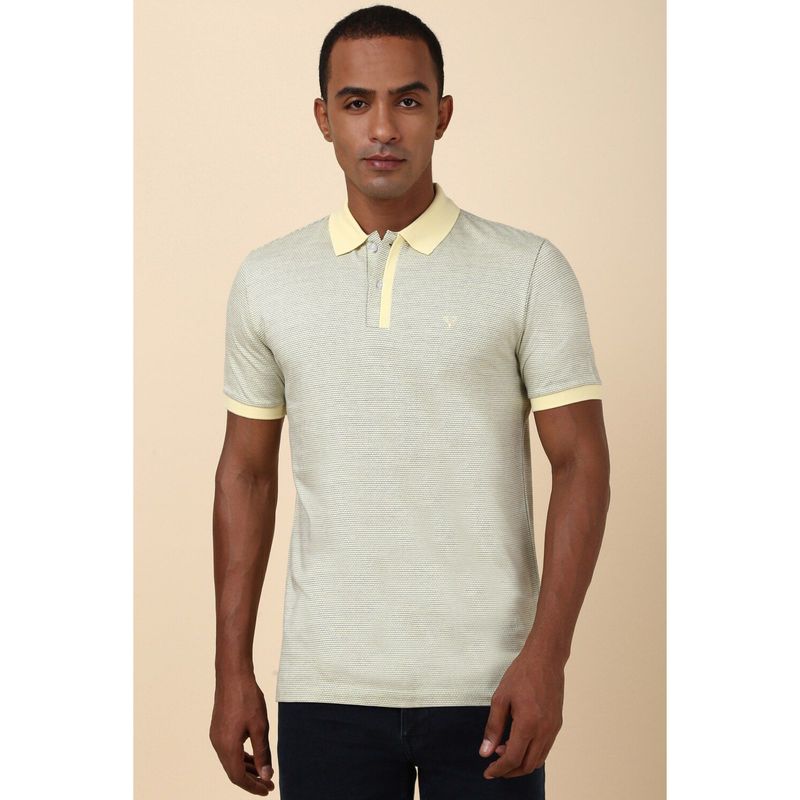 Allen Solly Men Yellow Print Polo Neck T-Shirt (S)