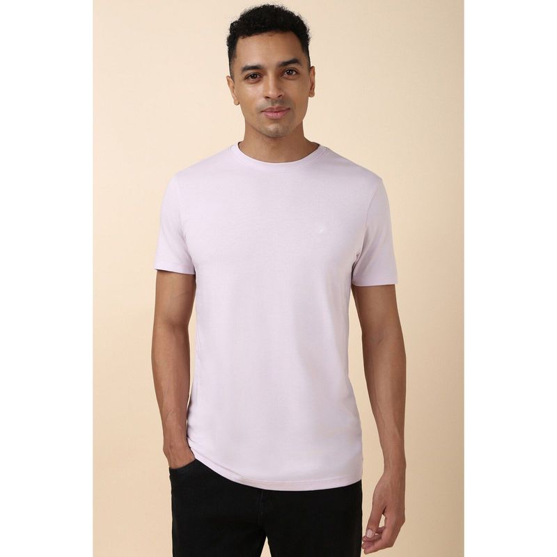 Allen Solly Men Lilac Solid Crew Neck T-Shirt (S)