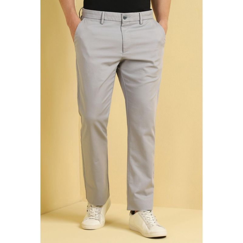 Allen Solly Men Grey Regular Fit Solid Casual Chinos (34)