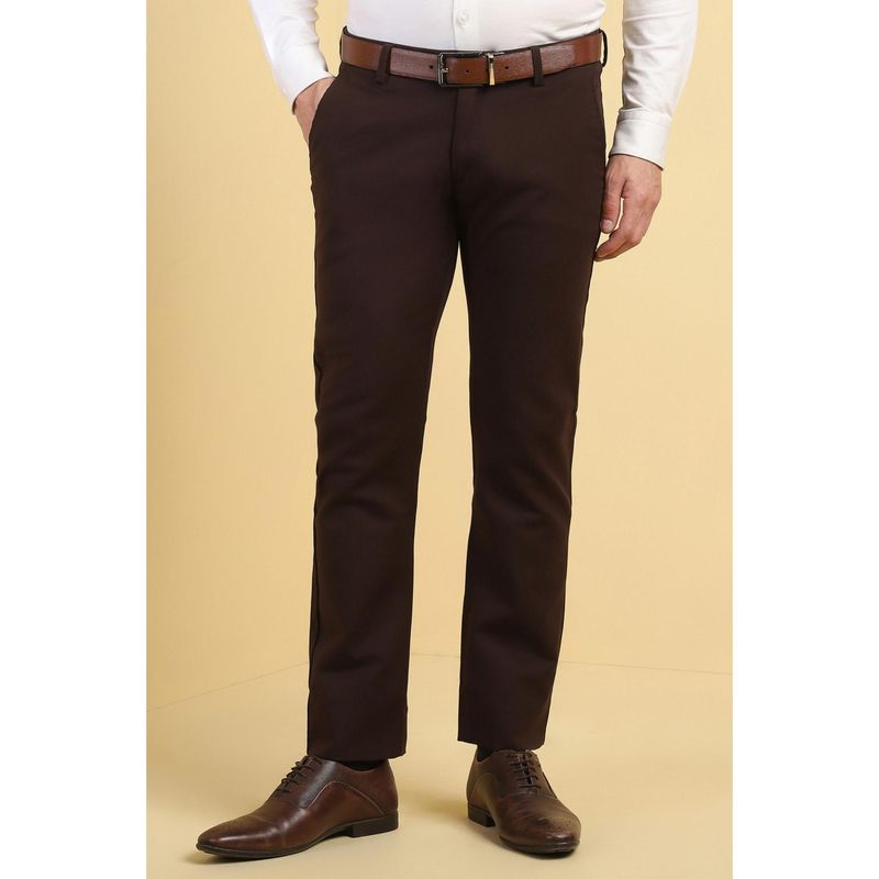 Allen Solly Men Brown Slim Fit Solid Formal Trouser (32)